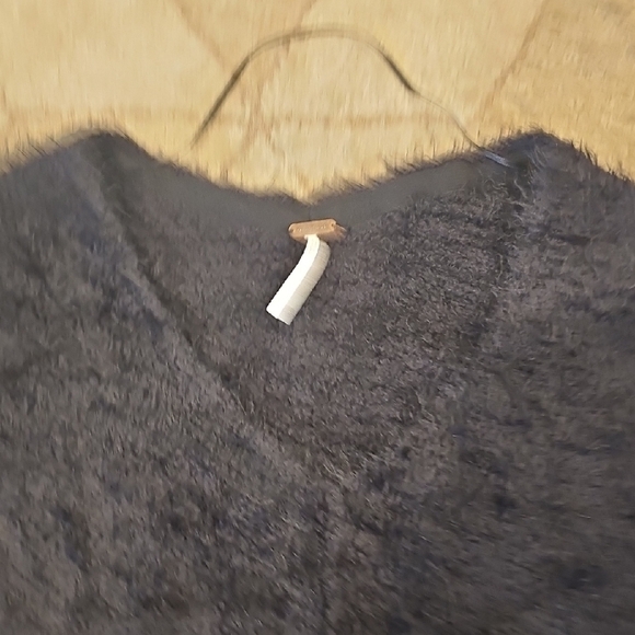 Free People Black V-Neck Sweater with Textured Knit - Picture 3 of 5